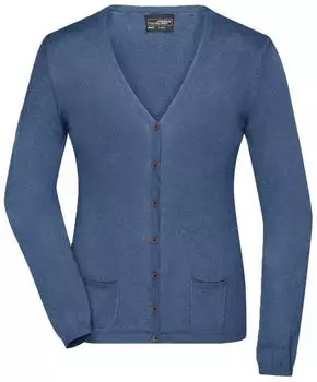 James & Nicholson V-Neck Cardigan (JN660) denim-melange