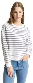 Tom Tailor Denim Soft Cotton Sweatshirt, Regular Fit, Gestreift (TTD9ceo001000006) sanftes wei&szlig;/marine