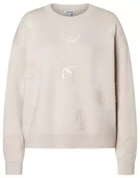 More & More Rundhals Pullover Feinstrick mit Pailletten weiß