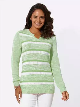 Witt Weiden Langarm-Pullover reseda-weiß-gemustert