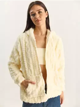 Bianco Lucci Hoodie mit strukturiertem Strick und Reißverschluss (MJ707HR3010C) wollweiß