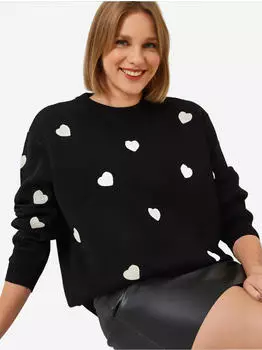 Bianco Lucci Bestickter Rundhals Freizeitpullover Loose Fit (MDMCGKGQA1CD) mischfarben