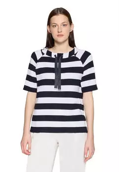 Betty Barclay Kurzarmshirt mit Rippenstruktur dunkelblau/wei&szlig;