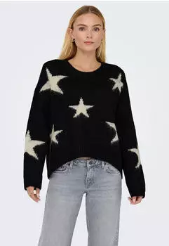 Only Azu LS Star O-Neck Strickpullover (15353125) schwarz/hellbeige