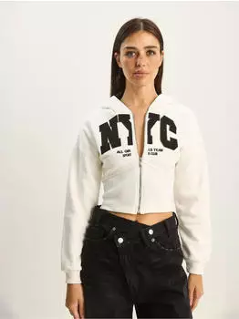 Bianco Lucci Hoodie mit Print Slim Fit Crop (MHYTETO7010D) weiß