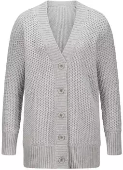 Peter Hahn Long-Strickjacke aus Schurwolle und Kaschmir grau (109298)
