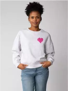 watapparel Pink Heart Sweatshirt cool heather grey/pink