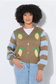 Angel of Style Kapuzen-Strickjacke Straight Fit dunkelbeige/himmelblau/pastellgelb/grün