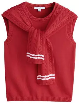 Next Fashion Pullunder / Pullover kirschrot/weiß