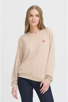 ICHI Svala Sweatshirt (20123451-205797) almond milk w fiery red heart