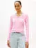 Tommy Hilfiger Cardi Stitch V-NK LS Strickpullover mit Logo-Stickerei (WW0WW40098) rosa