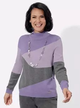 Witt Weiden Stehkragen-Pullover Langarm Intarsien lavendel-grau-gemustert
