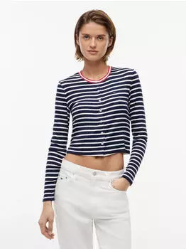 Tommy Hilfiger TJW Crew Neck Stripe Cardi EXT Strickjacke (DW0DW22805) dunkelblau/rot/wei&szlig;