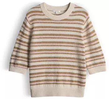 Opus Pairy Regular Kurzarmstricker mit Streifenmuster (10494913701393) rosa/braun/creme