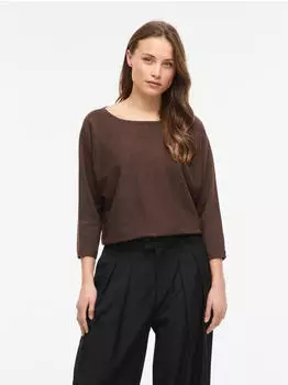 Vila VIMalu Boatneck 3/4 Arm-Pullover, Lockere Passform (61009232) braunmeliert