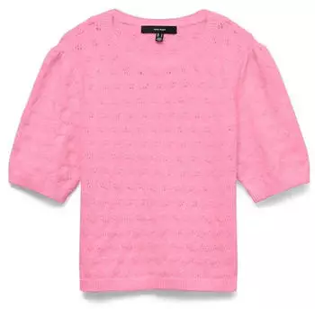 Vero Moda VMDOFFY STITCH 2/4 O-NECK PULLOVER NOOS (11422506) prism pink detail:melange