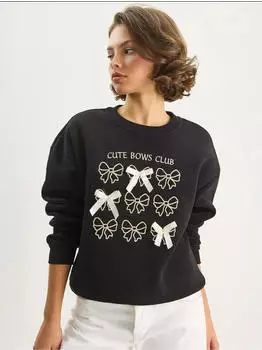 Bianco Lucci Rundhals-Sweatshirt (8684404724841) schwarz