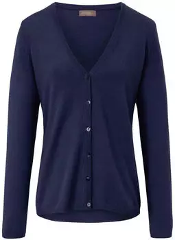 Peter Hahn Strickjacke aus Schurwolle und Kaschmir V-Auss blau (803189)