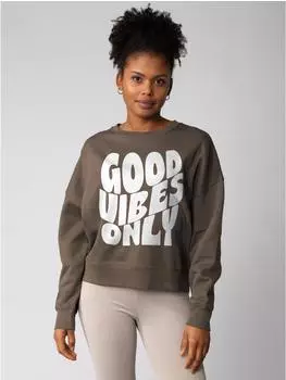 watapparel Good Vibes Only Sweatshirt (V1094955) mocha