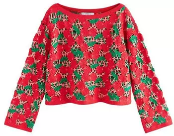 Next Fashion Strickpullover mit Häkeldetail, Loose Fit (W0696706) grün/rosa/rot