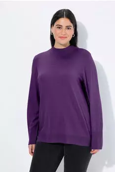 Ulla Popken Shirt Slim Fit Stehkragen Langarm (822010) purpur