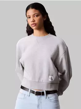 Calvin Klein Badge Logo Cropped Sweatshirt Loose Fit (LV047C911G) graumeliert