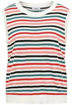 Cecil &Auml;rmelloser Pullunder mit Rundhals und Streifen (B303877) raw sand beige