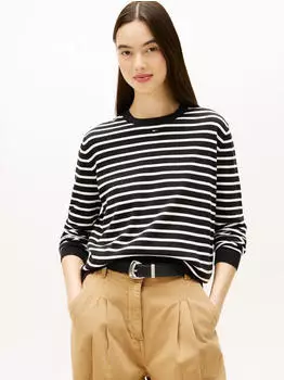 Tommy Hilfiger Flag Embroidery Crew Neck Jumper (DW0DW20159) black/white
