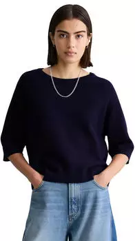 Marc O'Polo DfC Kurzarm-Strickpullover Loose (5000008090) blue depths