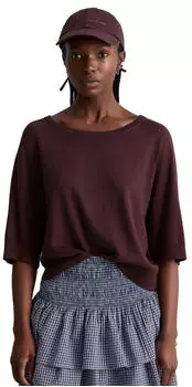 Marc O'Polo DfC Kurzarm-Strickpullover Loose (90114339) burnt aubergine/dunkelbraun