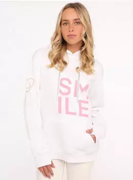 Zwillingsherz Hoodie Alissa SMILE Print wei&szlig;