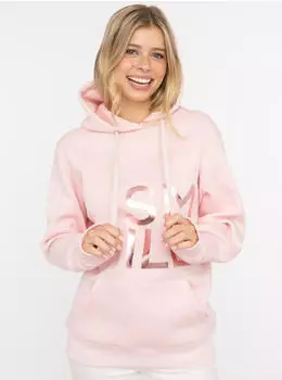 Zwillingsherz Hoodie Alissa Shiny gl&auml;nzender Print Daumenloch Kordel gesticktes Herz pink blush