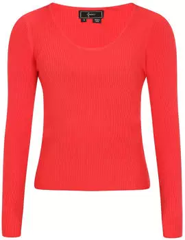 Faina Fashion Look Pullover Slim Fit Rippstrick rot