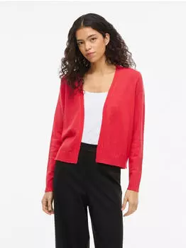 Vila Viril Short Strickjacke (14060800) hibiscus detail:dark melange