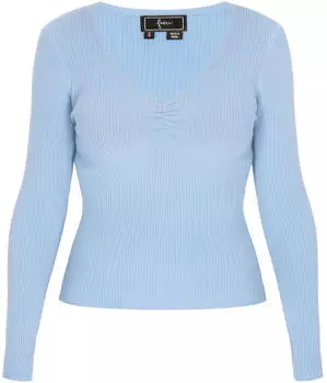 Faina Pullover Slim Fit Rippstrick azur