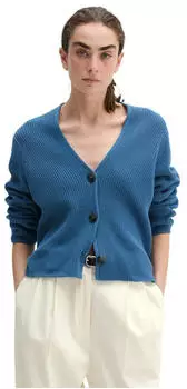 Marc O'Polo V-Neck-Cardigan relaxed aus Heavy-Weight-Organic-Cotton (93366417) provincial blau