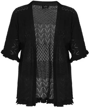Usha Strickjacke mit Rüschen Halbarm (4068604155102) schwarz