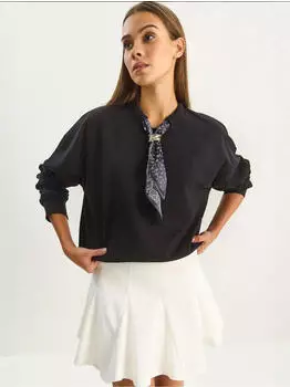Bianco Lucci Crew-Neck Sweatshirt mit Schal-Accessoire Lockere Passform (MH4VLX03030C) schwarz