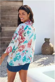 Next Fashion Kimono (F3335506) türkis/rosa/blutrot/weiß