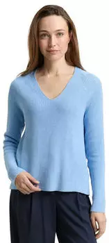 Tom Tailor Strickpullover mit V-Ausschnitt Regular Fit (1050748) light fjord blue