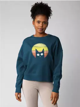 watapparel Sunset Cat Sweatshirt deep teal