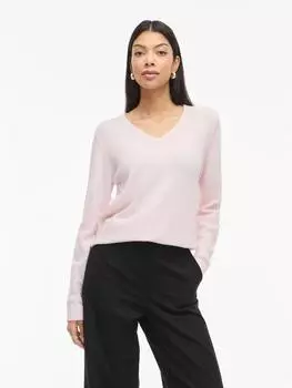 Vila VIRIL V-Ausschnitt Strickpullover (14042769) cherry blossom/detail light melange