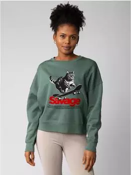 watapparel Savage Cat Mocha Sweatshirt (V1094930) green bay