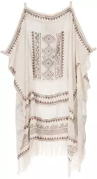 Guru-Shop Boho Poncho Oversize Cape - wei&szlig;