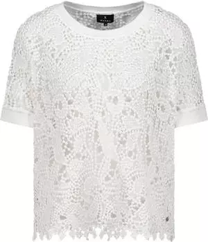 Monari Strickpullover mit Buchstabenmuster (410889) creme/weiß