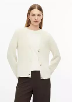 s.Oliver Strickjacke mit V-Ausschnitt aus Baumwollmix creme 2181391.0700.