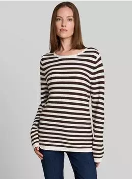 Tom Tailor Round Neck Pullover Regular Rippstrick (1016350) java brown stripe