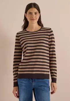 Cecil Gestreifter Melange Pullover (B303878) truffle brown