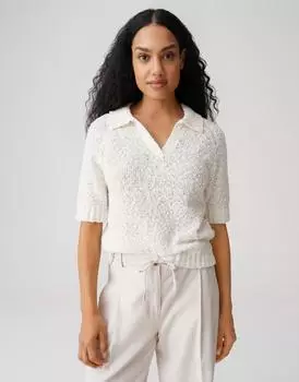 Opus Kurzarmstrickpullover aus Bouclégarn Slim Fit (4255849208032) light cotton