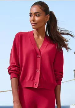 French Connection Strickjacke mit Knopfleiste und &uuml;berschnittenen Schultern (49100751) rot